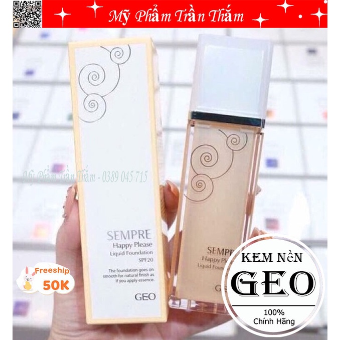 Kem nền trang điểm Geo Sempre Happy & Please Liquid Foundation 40ml - bb cream siêu mịn