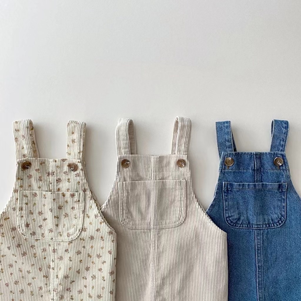 Quần yếm cho bé trai bé gái Quần yếm dáng dài cho bé từ 7kg đến 15kg chất liệu jean và nhung tăm hàng QCCC