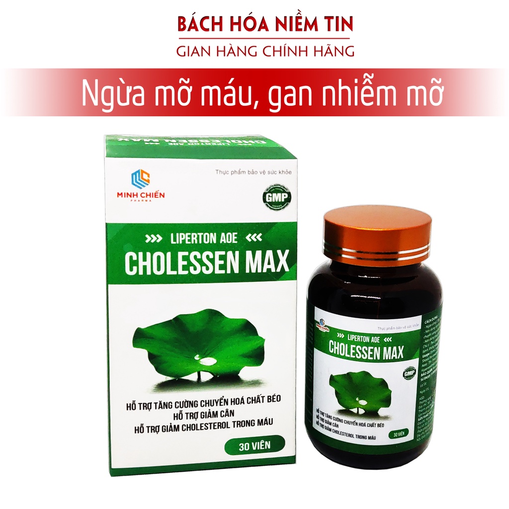 Viên uống Liperton Cholessen Max - Giảm mỡ máu, gan nhiêm mỡ, giảm béo hiệu quả - thành phần 100% thảo dược - Hộp 30v