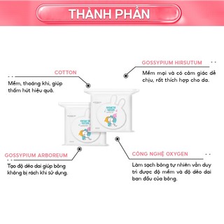 Bông Tẩy Trang Thỏ Maycreate Bông Tẩy Trang 3 Lớp Mềm Mịn 100% Cotton 150 Miếng BTT02