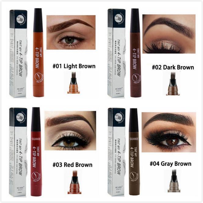 Bút Kẻ Lông Mày Dạng Lỏng Thiết Kế 4 Đầu Chống Thấm Nước Lâu Trôi Sxy264