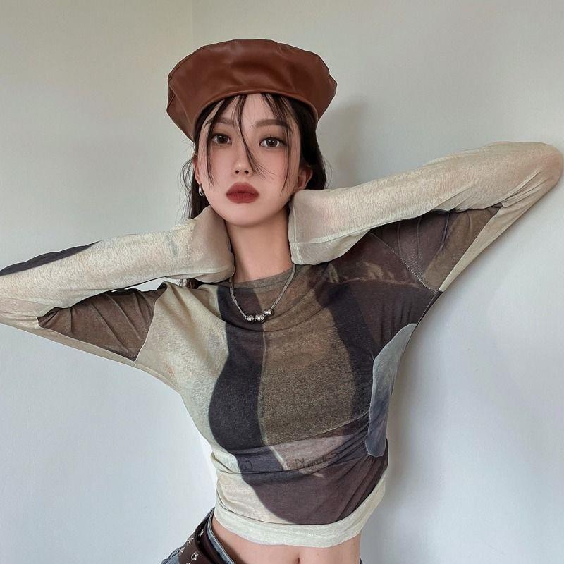 Áo Thun Tay Dài Màu Sắc Tương Phản Thời Trang Mùa Thu 2022 Cho Nữ