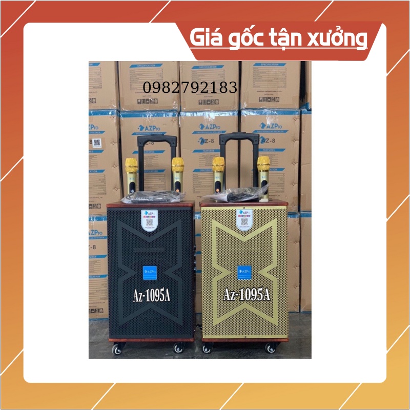 Loa Kéo Di động Karaoke Bluetooth Azpro Az1095A Bass 25 Cao Cấp Mic Kim Loại UHF
