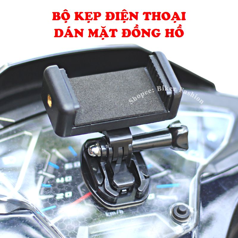 Bộ Kẹp Điện Thoại Dán Lên Mặt Đồng Hồ Xe Máy, Đế Cài Dễ Dàng Tháo Lắp Kèm Keo 3m