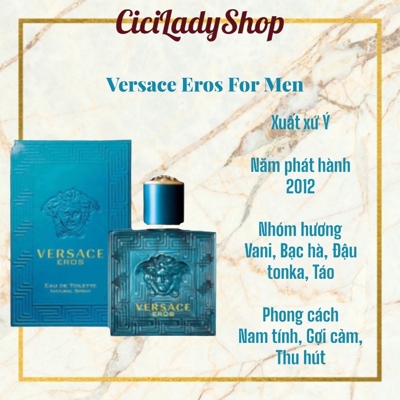 Nước hoa nam Versace Eros Men EDT , Nước hoa chính hãng giá rẻ , dầu thơm lưu hương lâu