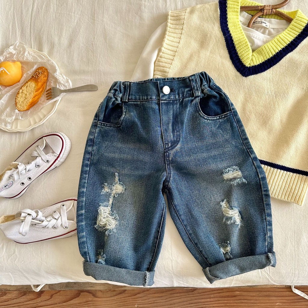 Quần jean rách 2 màu cho bé trai bé gái cá tính B74-21274