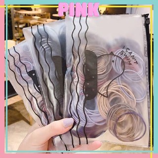 Dây buộc tóc sét 100 dây kèm túi zip dây cột tóc hàn quốc pinkwish