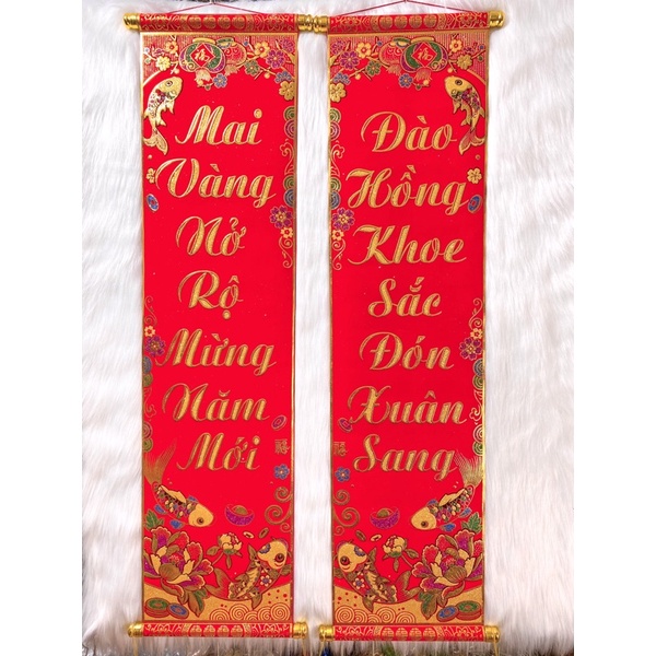 Cặp câu đối đỏ trang trí ngày tết