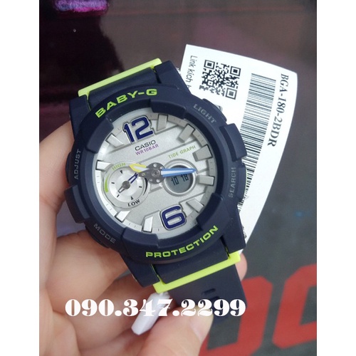 Đồng Hồ Casio BGA-180-2B | Baby-G | Nữ | Dây Nhựa Màu Xanh | Mặt Số Cá Tính