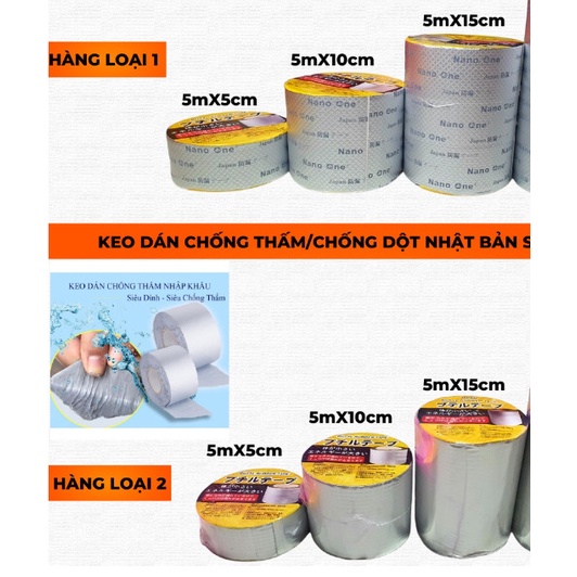 Băng Keo Chống Thấm, Chống Dột Mái Tôn NHẬT BẢN LOẠI 1 5mx5cm, 5mx10cm - Keo Chống Thấm Nước Trần Nhà...