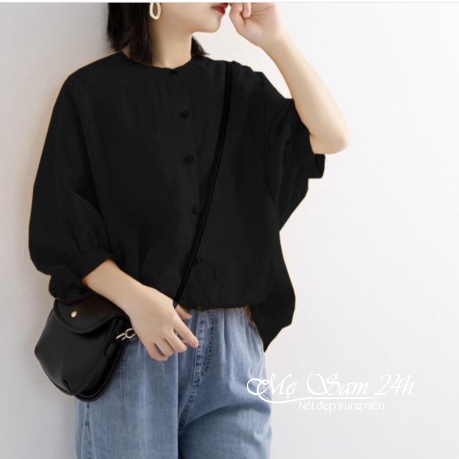 Áo sơ mi nữ trung niên tặng mẹ form rộng bigsize giấu bụng che khuyết điểm Mẹ Sam 24h SMH.34