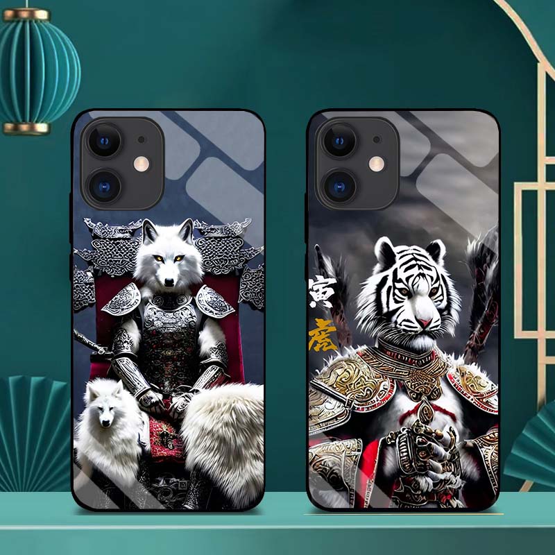 Ốp Lưng IPHONE 11, 11 PRO, 11 PRO MAX lưng kính cường lực Cao Cấp, Thiết Kế 12 con giáp chiến binh