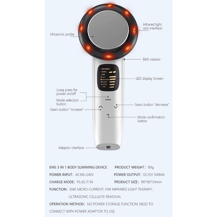 Dụng cụ giảm béo, massage siêu âm hồng ngoại BINZIM - Home and Garden