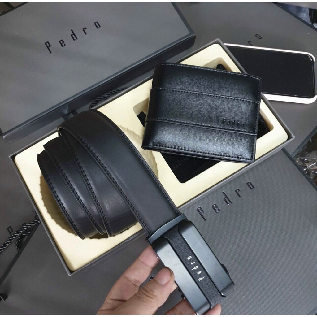 Set Ví Thắt Lưng PEDRO nam full box, túi giấy hàng hotrend [TẶNG KÈM CARDHOLDER]