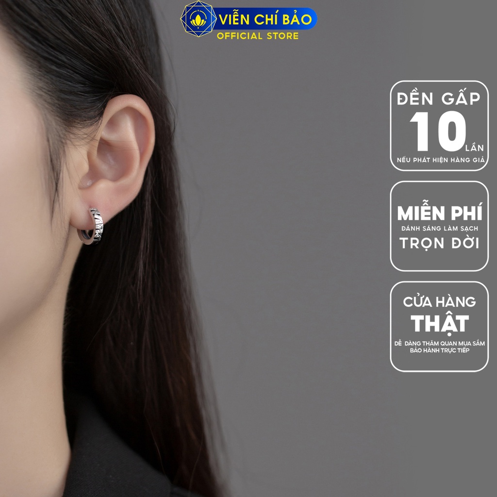 Bông tai zig zac khóa tròn bạc Thái 925 thời trang phụ kiện trang sức Viễn Chí Bảo B000619