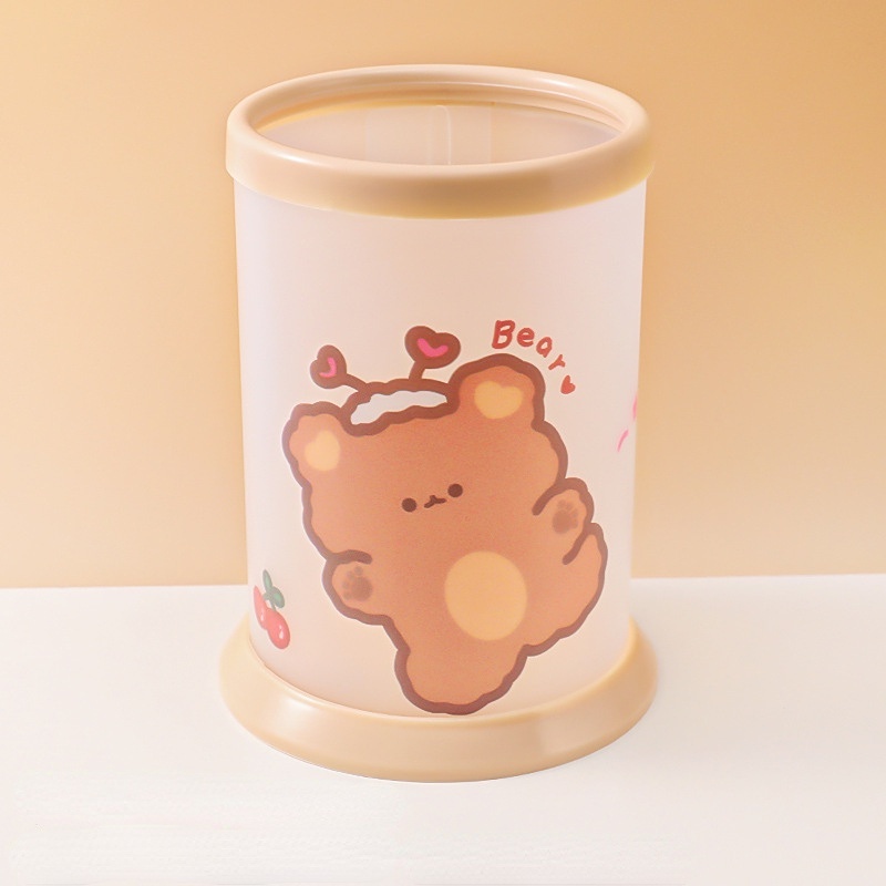Lọ Đựng Bút Hình Tròn Họa Tiết Hoạt Hình Dễ Thương Có Thể Tháo Rời