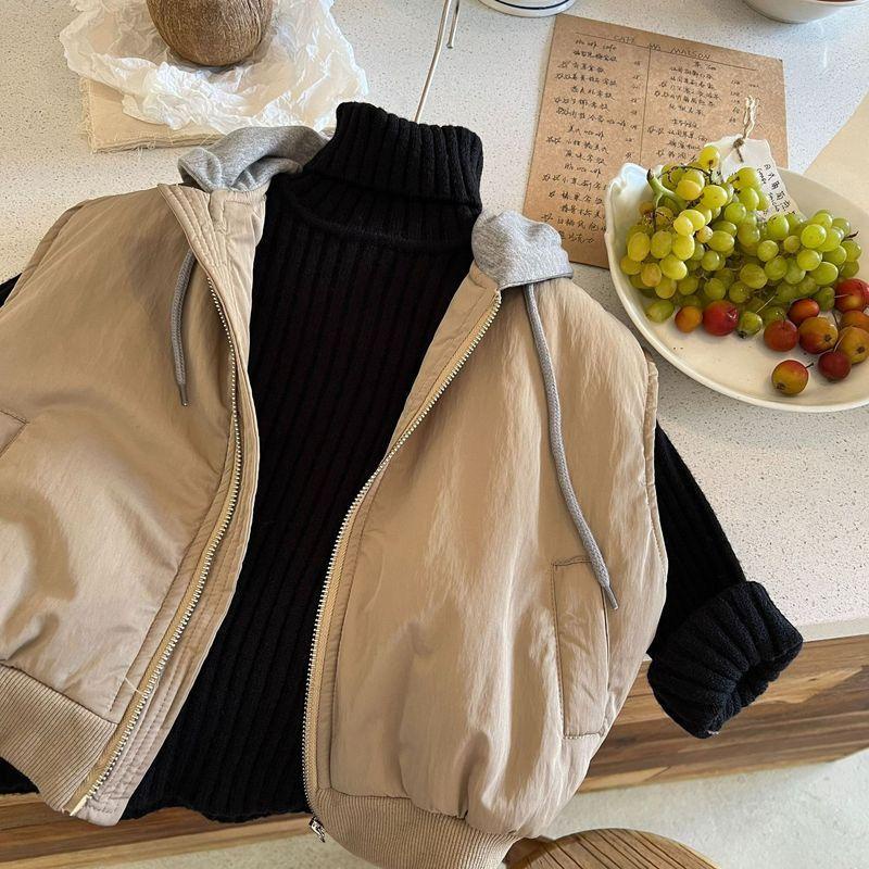 Áo Khoác Sát Nách Có Nón Bằng Vải Cotton Thời Trang Thu Đông Phong Cách Hàn Quốc Mới Cho Bé Trai