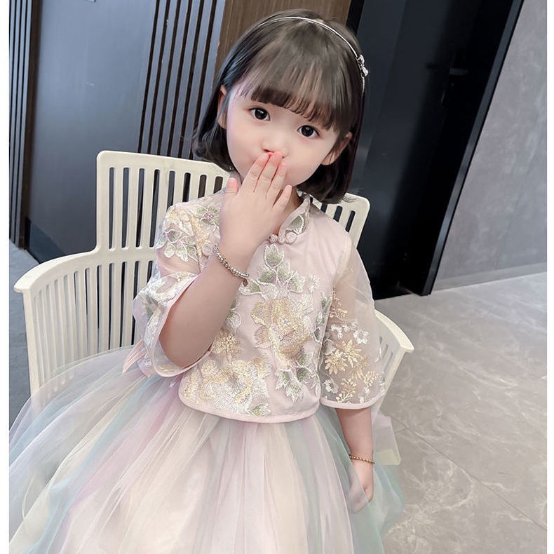 Đầm Sườn Xám Phong Cách Trung Hoa Mới 2022 Cho Bé Gái Kích Thước 90-130