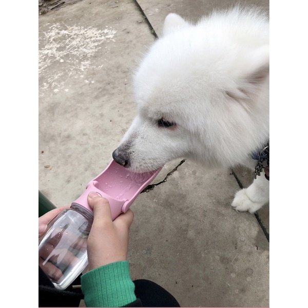 Bình nước uống gấp đôi cầm tay cho chó mèo - Bình nước uống dã ngoại cho chó mèo