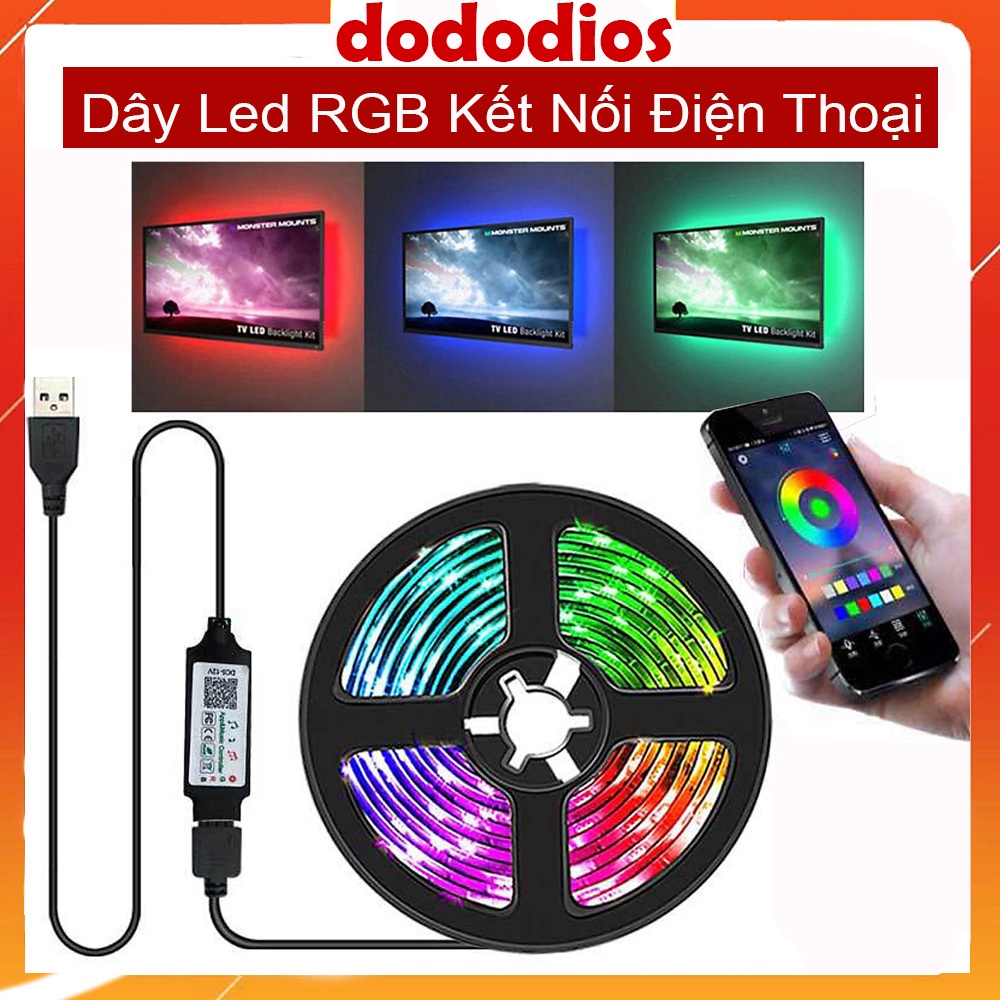 Cuộn Dây 5m Đèn LED Tiktok RGB 5050 Strip Light dododios mi02, Trang Trí Phòng, Bàn Máy Tính, Kết Nối Điện Thoại