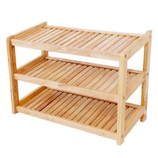KỆ DÉP GỖ CAO SU LOẠI 3 TẦNG RỔNG 60CM