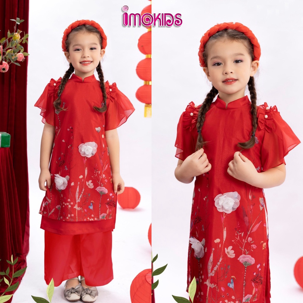 Áo dài bé gái 12-35 kg June With Love, Oli River áo dài cách tân cho bé mặc tết xinh xắn, dễ thương T02