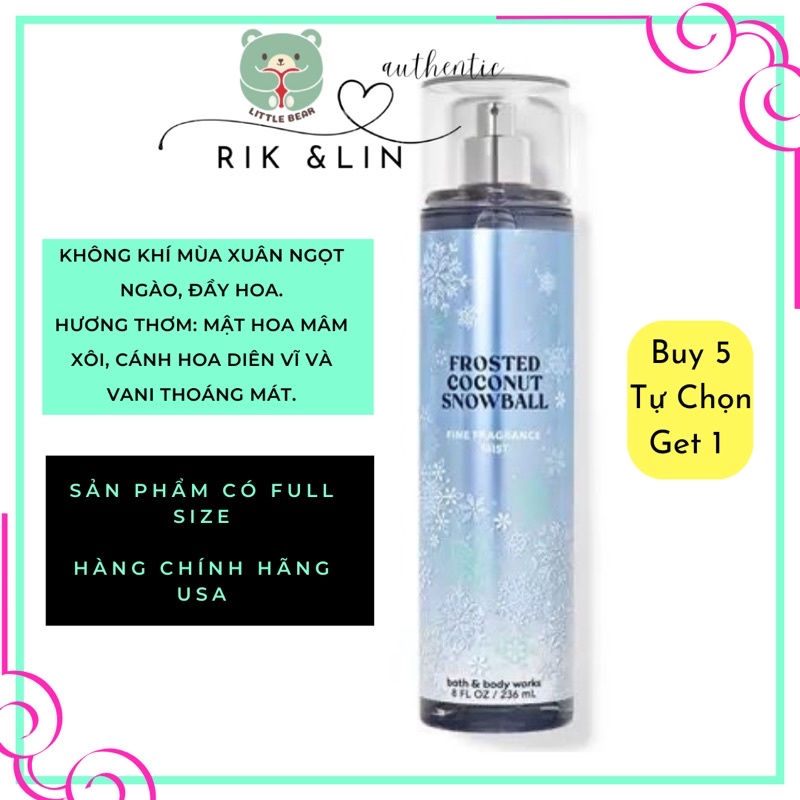 FROSTED COCONUT SNOWBALL - Xịt Thơm Toàn Thân Body Mist Bath & Body Works