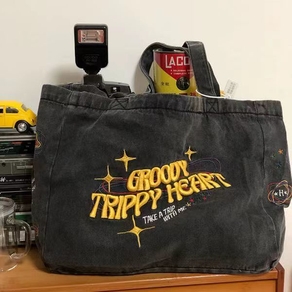 Túi tote denim Cỡ Lớn Phong Cách vintage Nhật Bản