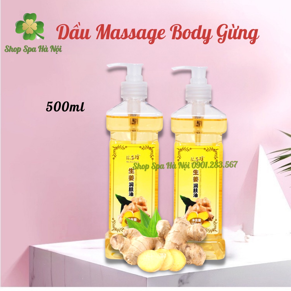 Dầu Massage Body Gừng 500ml 100% Thiên Nhiên - Dầu Matxa Body Trơn Tay An Toàn Lành Tính