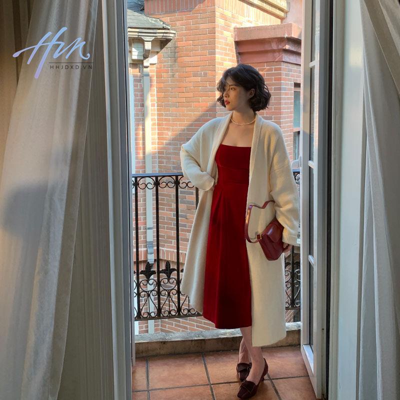 Đầm Nhung Đen Dáng Vừa Phong Cách Pháp Thời Trang Thu Đông Cho Nữ