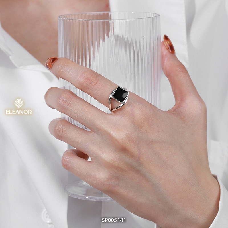 Nhẫn nữ bạc 925 Eleanor Accessories thiết kế mặt vuông phụ kiện trang sức 5141