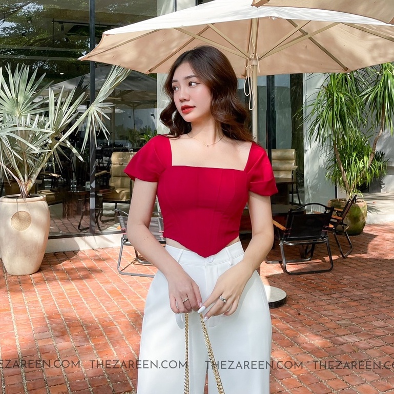 ZAREEN | ÁO CROPTOP CORSET ZAREEN VOA91 ĐỎ