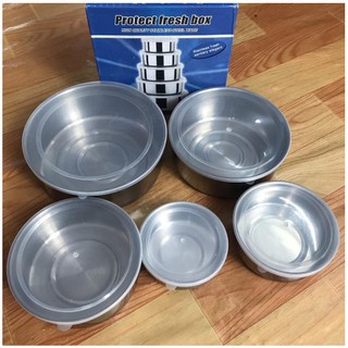 Bộ 5 Bát inox Có Nắp Đậy
