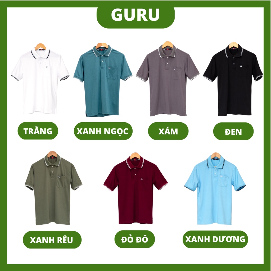 Áo trung niên nam big size lớn cho bố ba có túi polo cao cấp, áo tặng bố ba sang trọng GURU_Mã 3TRON