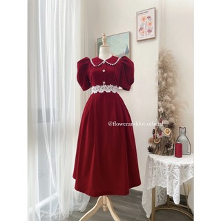 Đầm Ivy nhung đỏ công chúa xinh xắn - Flower & Dot