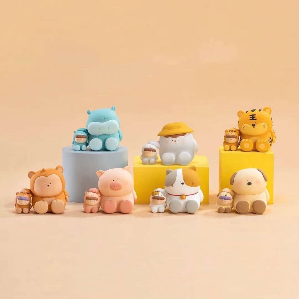 Mô hình  Animal Dad and Son nhiều mẫu mã dễ thương chất liệu PVC làm mô hình trang trí, quà tặng -Ráp