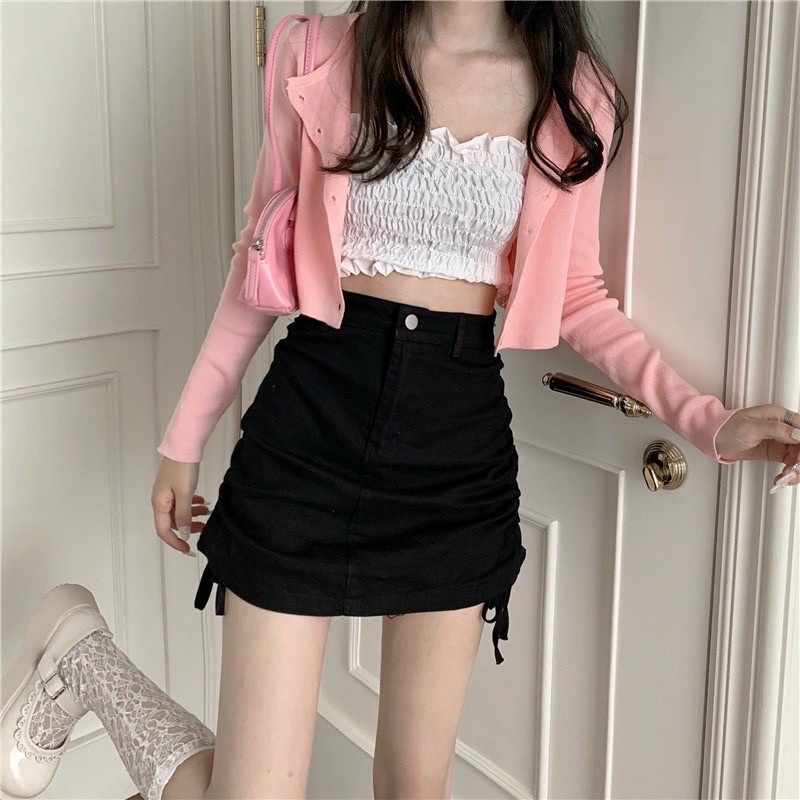 Váy kaki rút dây 2 bên có quần trong cá tính
