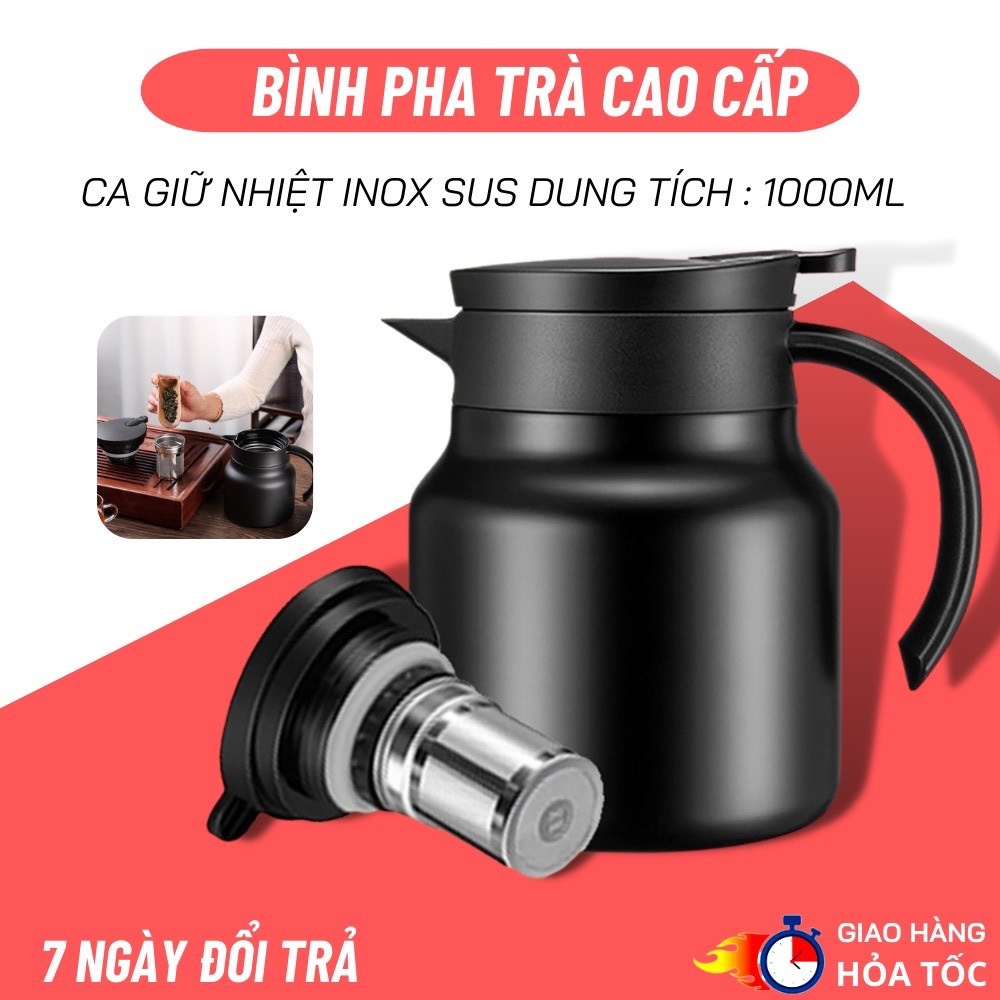 Ấm Pha Trà Giữ Nhiệt Inox 316 Dung Tích 1000ml Hàng Cao Cấp, Phích Giữ Nhiệt Nước Nóng, Lạnh Có Lọc Tiện Dụng | BigBuy360 - bigbuy360.vn