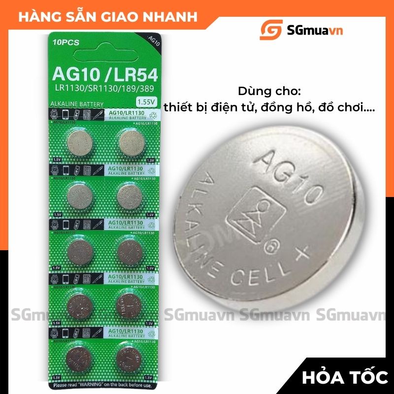 Pin AG10/ LR1130 dùng cho remote, đồ điện tử, đèn nến, đồ chơi (1 viên)