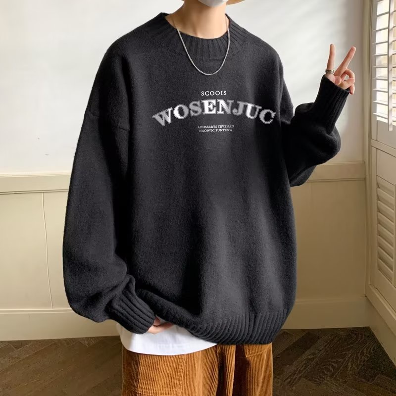 Áo Sweater Tay Dài Cổ Tròn Dáng Rộng Thời Trang Mùa Đông 2022 Cho Nam