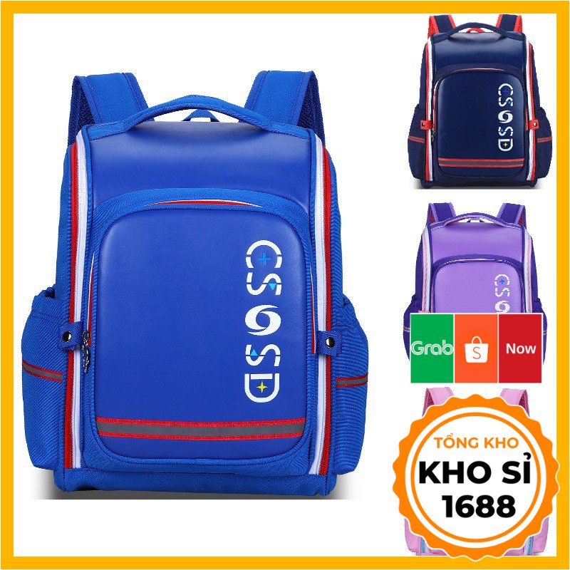 Balo học sinh kiểu Nhật dáng hộp chất liệu da PU siêu bền chống thấm nước, bảo vệ cột sống E463