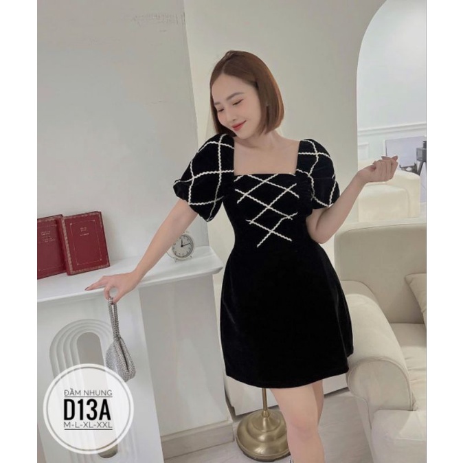 Đầm Nhung Viền Big Size