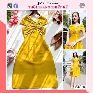 V3214 Váy vàng tafta trễ vai dự tiệc [kèm video SP] váy đầm vàng lệch vai sang chảnh - DVC&ACC