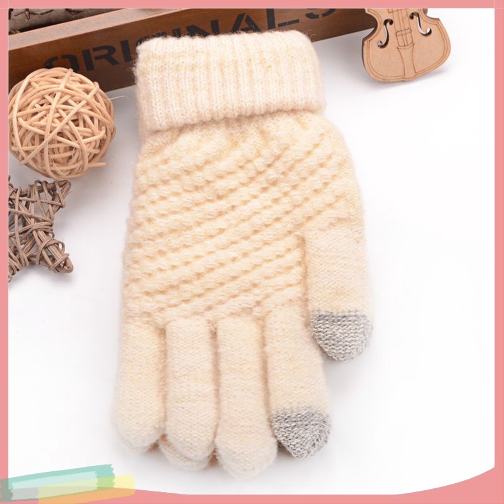 Găng tay dệt kim màu trơn chống gió thời trang thu đông kiểu dáng dễ thương