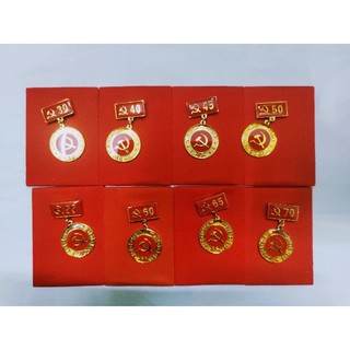 Huy hiệu 30 năm, 40 năm, 45 năm, 50 năm, 55 năm, 60 năm, 70 năm, 75 năm, 80 năm đảng búa liềm
