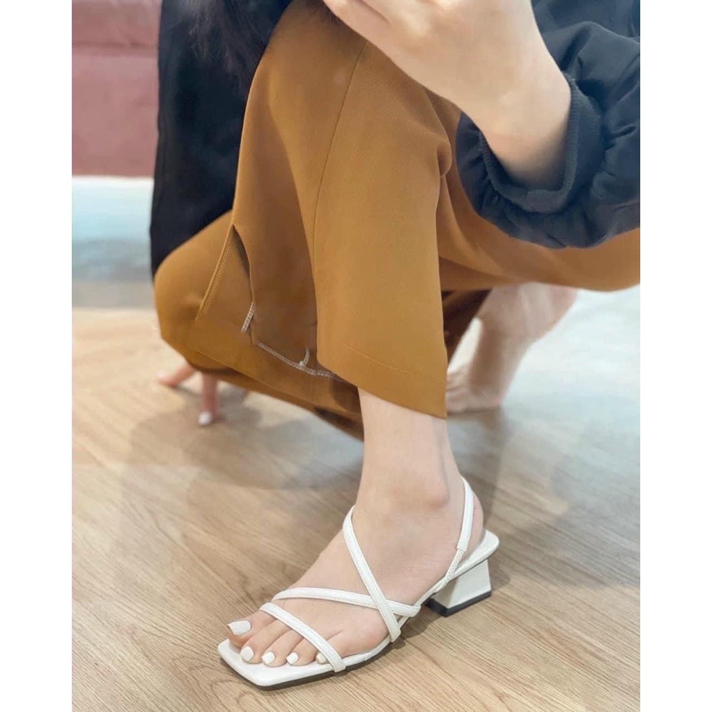 Giày Sandal gót vuông quai dây bắt chéo gót 4 phân bigsize SD003
