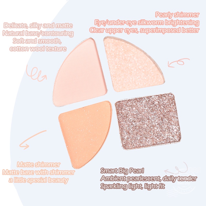 NOVO® 6 màu Bảng phấn mắt sắc độ lấp lánh mềm mượt trang điểm mắt tinh tế không thấm nước 7g