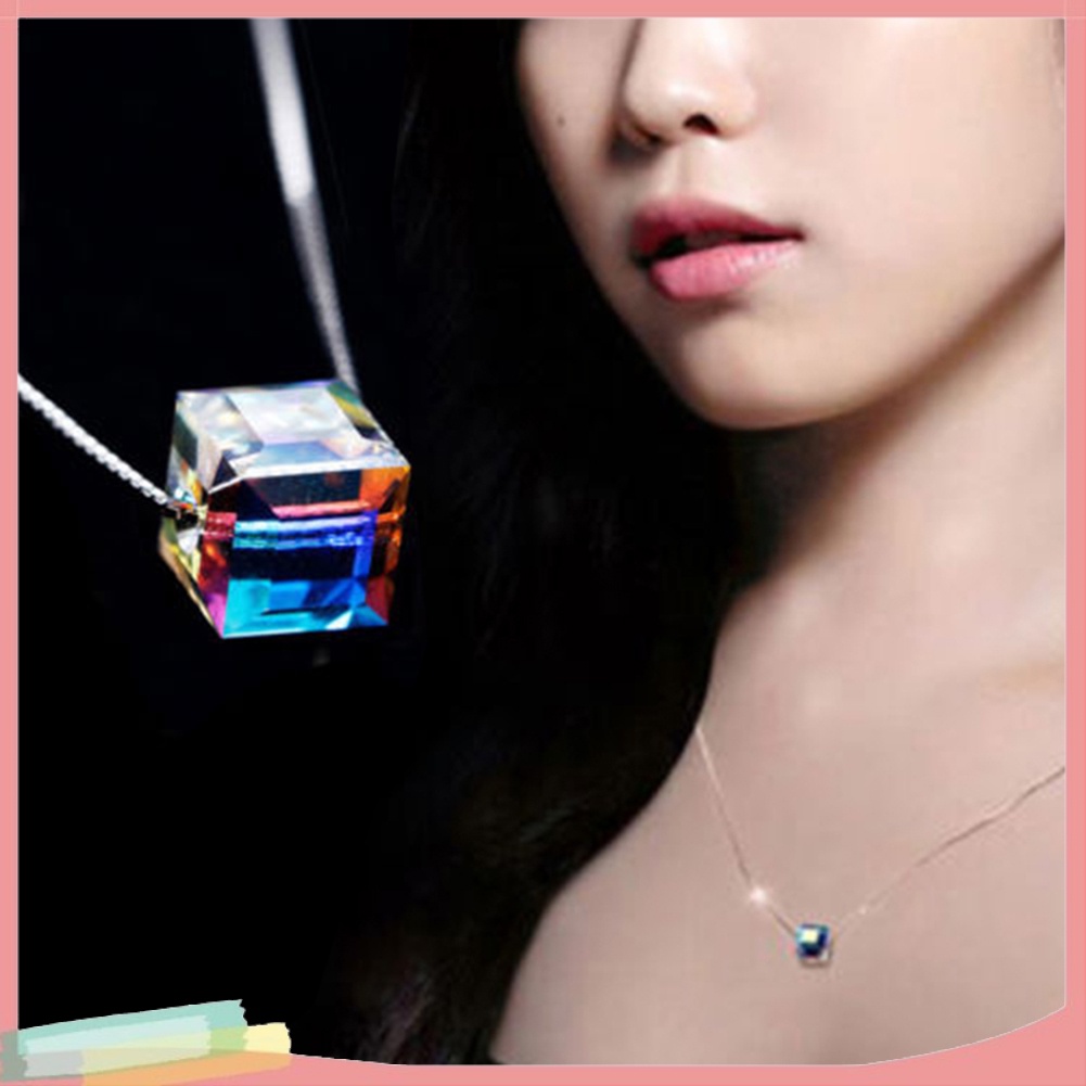 Dây chuyền mặt khối lập phương đa sắc thời trang