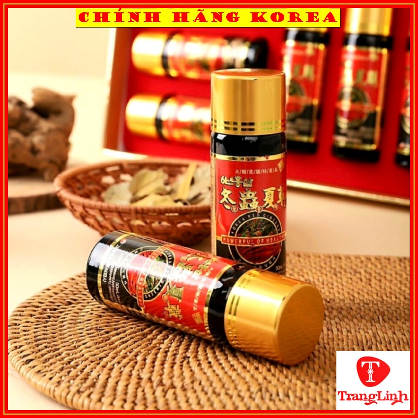 Nước đông trùng hạ thảo hàn quốc nguyên chất, hộp 15 chai [tặng kèm sâm lát hộp 30g] - Tăng thể lực, ổn định huyết áp