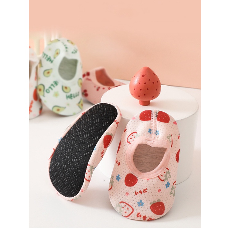 Vớ Cotton Mềm Mại Co Giãn Thoáng Khí Chống Trượt In Họa Tiết Trái Cây Hoạt Hình Dành